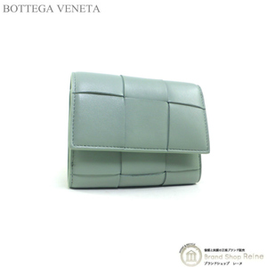  Bottega Veneta (BOTTEGA VENETA) maxi in tore кассета три складывать застежка-молния бумажник кошелек 651372 новый шалфей ( новый товар )