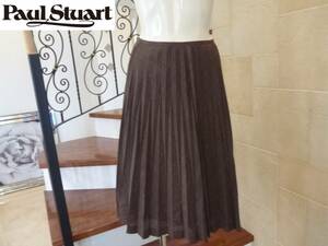 3.5 ten thousand beautiful goods Paul Stuart/ paul (pole) Stuart * tea brown group pleated skirt 4 S corresponding 