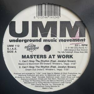 MASTERS AT WORK - CAN'T STOP THE RHYTHM / LOUIE VEGA / KENNY DOPE / Jocelyn Brown / India / Todd Terry / Maurice Joshua / UMM 90'S