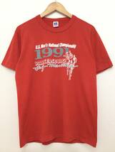 RUSSELL ATHLETIC ラッセルアスレチック USA製 半袖 Tシャツ ロゴTシャツ メンズM〜 赤系 VINTAGE 90‘s_画像1