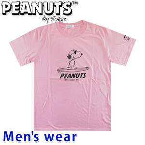 スヌーピー プリント 半袖 Tシャツ メンズ グッズ PEANUTS 犬 S1122-295A Mサイズ PI(ピンク)
