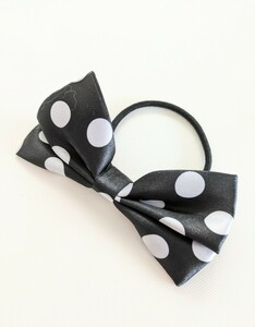  new goods unused white dodo pattern polka dot ribbon hair elastic 