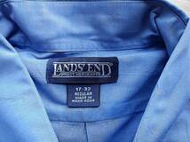 90's 香港製♪LANDS'END ランズエンド ドレスシャツ size 17‐32(L/XL相当) ブルー 美品 クリーニング済 長袖BDシャツ_画像4