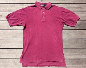 送料無料♪90's USA製POLO by RALPH LAUREN ラルフローレン 鹿の子ポロシャツ size S(M/L相当) ワインレッド USED古着 アメリカ製 vintage