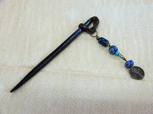 ＜銀の斧＞たった一つの手作り蜻蛉玉のかんざし・簪・とんぼ玉かんざし・トンボ玉の垂れ飾り