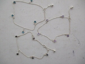 AB587/ unused 3 pcs set blue black purple ru anklet accessory set sale anonymity shipping 