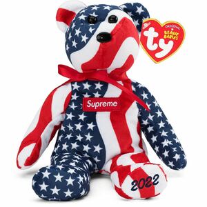 送料無料 Flag Supreme ty Beanie Baby クマ ぬいぐるみ テディベア フラッグ 人形 星条旗 22FW Box Logo ボックスロゴ ステッカー 新品