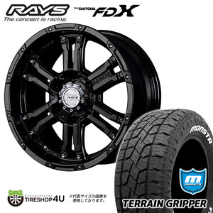 4本セット RAYS DAYTONA FDX 17x8.0J 6/139.7 +20 8J SB グロスブラック MONSTA TERRAIN GRIPPER A/T 265/65R17 ハイラックス プラド