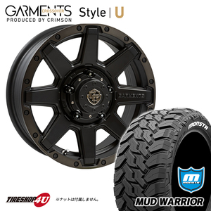 4本セット GARMENTS Style U 16X5.5J 5/139.7 +22 MONSTA MUD WARRIOR 215/70R16 ガーメンツ モンスタ ホワイトレター M/T ジムニー JB64