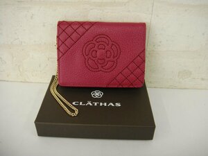 5210T【本物保証】 CLATHAS クレイサス チェーン付き 2面 パスケース カメリア 未使用品