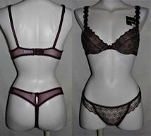 ★【新品未使用】ブラジャー＆＆Tバックショーツ (サイズ:75B／Ｌ) ワイヤー有・パッド有 BALALOUM製 ナイロン92％＋スパンデックス8％_画像6