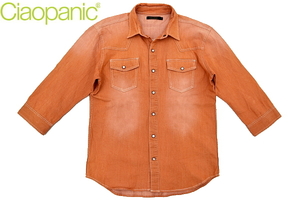 S3939* очень красивый товар *CIAOPANIC Ciaopanic * orange цвет Vintage обработка стрейч материалы 7 минут рукав рубашка в ковбойском стиле L