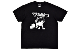 S4871★美品★送料無料★THE CASUALTIES カジュアルティーズ★ブラック黒色 フロントプリント 半袖 バンドTシャツ L