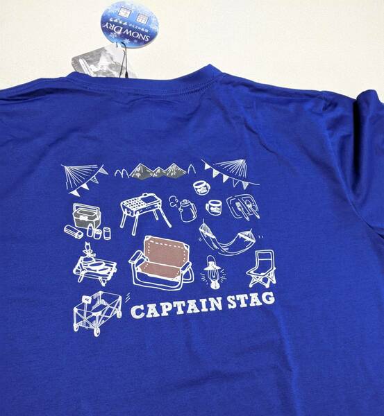CAPTAIN STAG　キャプテンスタッグ　鹿番長 　Tシャツ　LLサイズ　　色:ブルー　　C2127　バックプリント