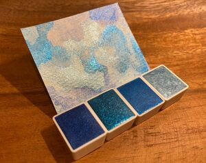 水彩絵の具　ハーフパン2ml 4色セット BLUE