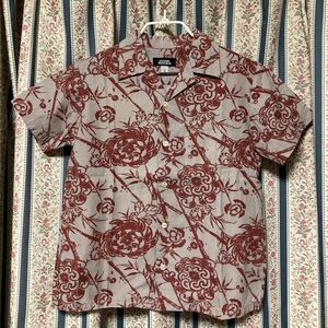  ozone lock sOZONE ROCKS peace pattern .. aloha shirt . collar short sleeves shirt total pattern organic cotton floral print flower botanikaru