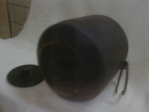 古鉄　銅蓋　笹竹　表面模様　風炉用　茶釜　18x16cm　3kg　茶道具_画像9
