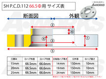 【ベンツ用 25mm】アルミ鍛造 ワイドトレッドスペーサー 2枚組/5H PCD112 66.5φ (車両側66.6φ) /和広螺子_画像2