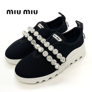 6871 MiuMiu fabric biju- Logo sneakers black 