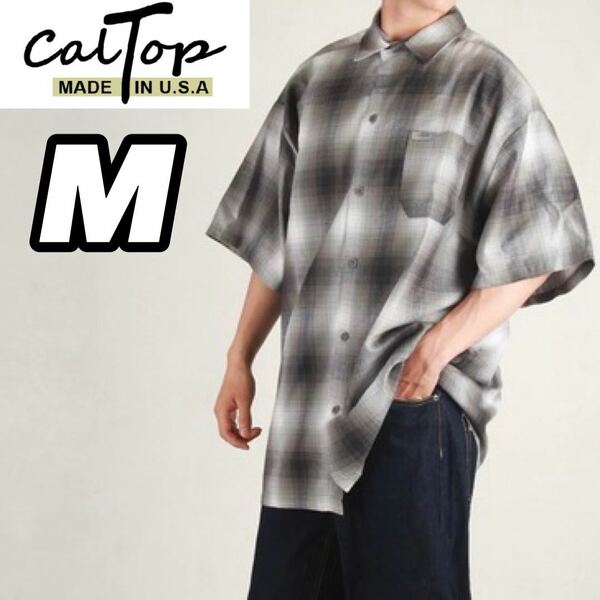 新品未使用 CALTOP キャルトップ 半袖チェックシャツ グレー M