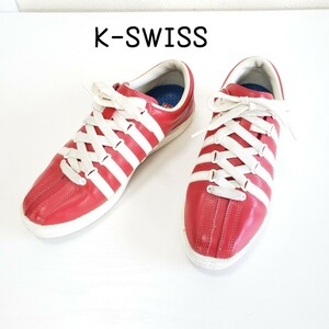 希少◆美品 K-SWISS CLASSIC 66 ケースイス 本革レザー スニーカー ヴィンテージ レディース(23～23.5cm位)RED 赤 レッド