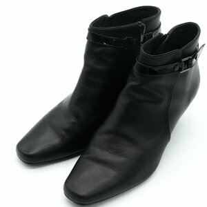 アカクラ ショートブーツ サイドジップ スクエアトゥ 日本製 ブランド シューズ 靴 黒 レディース 23.5cmサイズ ブラック AKAKURA