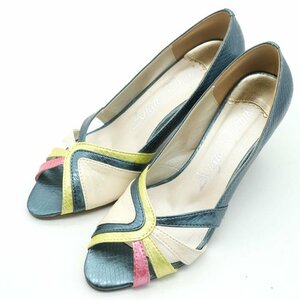  Angie k wing k pumps open tu python type pushed . middle heel shoes lady's 23.5cm size multicolor Angie Cwink