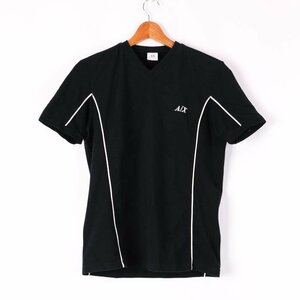 アルマーニエクスチェンジ 半袖Tシャツ ロゴT Vネック ライン トップス ストレッチ レディース Mサイズ ブラック ARMANI EXCHANGE