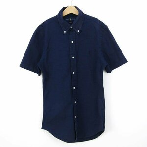  Ralph Lauren рубашка с коротким рукавом тонкий Fit вельвет кнопка down tops мужской XS 165/88A размер темно-синий RALPH LAUREN