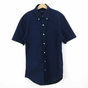 ラルフローレン 半袖シャツ スリムフィット コーデュロイ ボタンダウン トップス メンズ XS 165/88Aサイズ ネイビー RALPH LAUREN