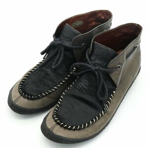 キスコ チャッカブーツ レザー ステッチ ブランド シューズ 靴 レディース 37サイズ ブラック KISCO