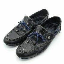 ランバンオンブルー デッキシューズ ドライビングシューズ メッシュ ブランド 靴 メンズ 24.5cmサイズ ブラック LANVIN en Bleu_画像1
