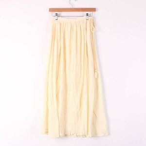  Ron Herman long skirt flair plain maxi skirt pleat cotton 100% lady's XS size ivory Ron Herman