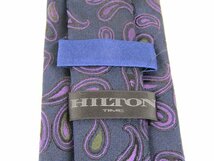 ヒルトン ブランドネクタイ 総柄 ペイズリー シルク イタリア製 メンズ ブラック HILTON_画像3