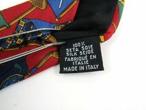 ロンシャン ブランドネクタイ 総柄 フラッグ シルク イタリア生地 メンズ レッド Longchamp_画像4