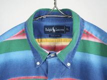 90s【BIG POLO】Ralph Lauren ボタンダウンシャツ XL コットン ストライプ マルチカラー ビンテージ 長袖シャツ ポロラルフローレン_画像7