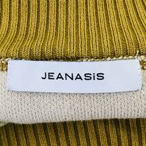 z914 極美品 JEANASIS トレーナー 長袖 丸首 綿混 襟・袖・裾リブ編 フリーサイズ オフホワイト からし色 レディース 万能 上質 古着 USED_画像8