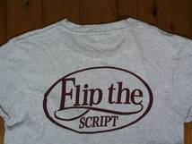 ☆微難有☆国産☆フリップザスクリプト☆FLIP THE SCRIPT☆バックプリント半袖tシャツ コットンTシャツ Ｍ　グレー　エンジ_画像8