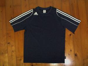 ☆微難有☆アディダス☆adidas☆半袖Tシャツ ドライＴシャツ ラグランTシャツ Ｍ 濃紺 ネイビー 白3本ライン