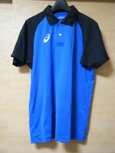 アシックス　卓球ポロシャツ　サイズL　R7528　青黒　メンズ