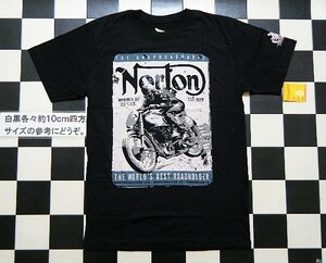 OIL LEAK ノートン Norton 半袖Tシャツ M 黒 れ2745　身幅約49㎝ レプリカ バイカー 新品