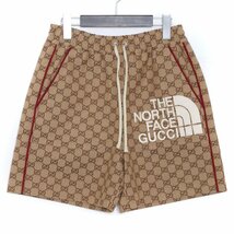 GUCCI × THE NORTH FACE GG柄 SHORT PANTS XSサイズ ベージュ 672396 グッチ ザ ノースフェイス ロゴ刺繍 ショートパンツ ショーツ_画像1