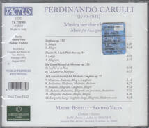 ◆新品・送料無料◆フェルディナンド・カルッリ：2台のギターのための作品集～マウロ・ボネッリ、サンドロ・ヴォルタ Import L8269_画像2