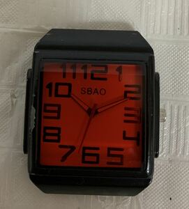 SBAO S-147 WATCH/腕時計/ウォッチ/フェイスのみ/動作不動/部品取り用/風防レッド系/塗装削れ/メンズ/小傷汚れ金属経年等/ジャンク