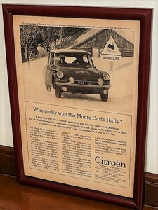 1963年 USA '60s 洋書雑誌広告 額装品 Citroen シトロエン DS19 ( A4size・A4サイズ ) // 検索用 モンテカルロ・ラリー