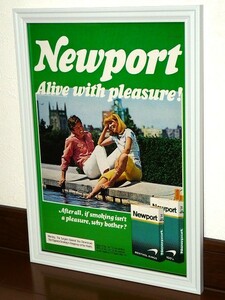 1974年 USA 洋書雑誌広告 額装品 Newport ニューポート (A4size) / 検索用 アメリカ メンソール タバコ 店舗 装飾 ガレージ ディスプレイ