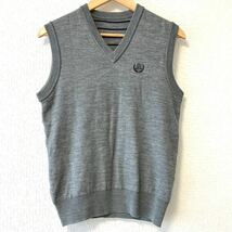 2way◎【Vest】ベスト Vネック ニット リバーシブル 無地 シンプル ボーダー柄 ゴルフ 通勤 カジュアル グレー 灰色 メンズ 上着/8489UU_画像5