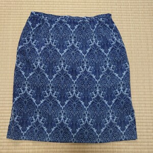 【ワンコイン古着】サイズ８０ 大きいサイズ ひざ丈ブルーのタイトスカート