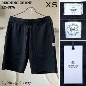 XS 新品 カナダ製 REIGNING CHAMP レイニングチャンプ ライトウェイトテリー スウェット ショーツ RC-5174 黒 ショート パンツ 送料無料