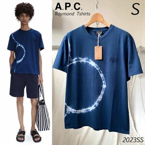 新品 2023SS A.P.C. アーペーセー Raymond タイダイ染め Tシャツ S 定1.87万 ロゴ 刺繍 インディゴ メンズ APC